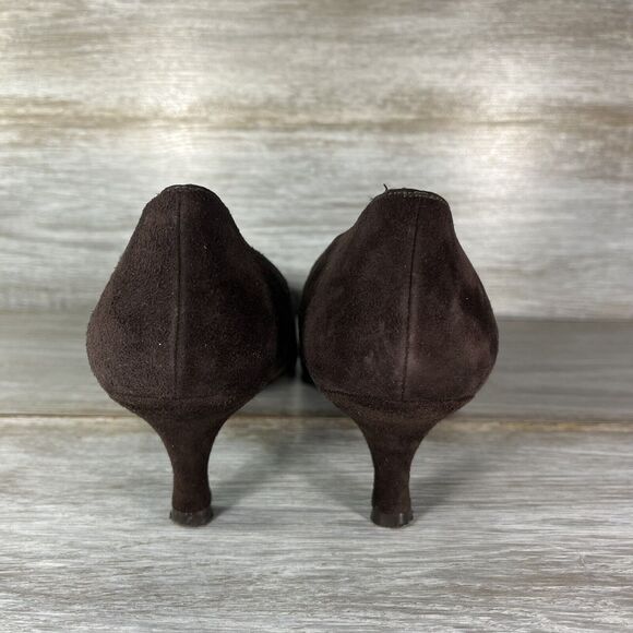 STUART WEITZMAN Women’s Dark Brown Strappy Suede Leather Pumps Heels Size 9.5 N - Picture 5 of 9